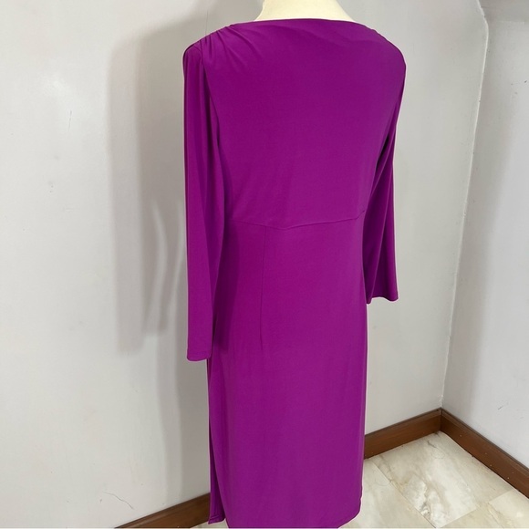 Ralph Lauren purple bodycon dress faux wrap midi classic everyday business comfy - Picture 13 of 15
